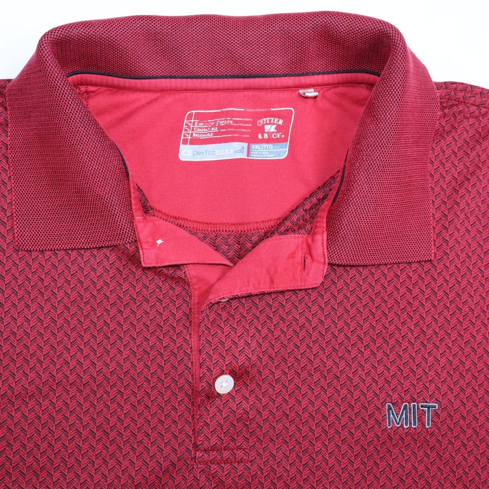 Cutter & Buck MIT Mens XXL Red Black Chevron DryTec Luxe Polo Shirt